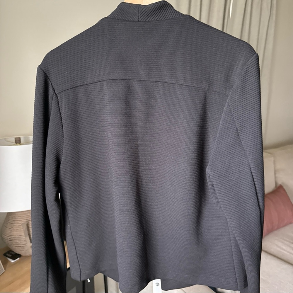 CALVIN KLEIN WOMEN’S MODERN ESSENTIALS Open Jacket Black W/Gold Zippers Sz L NWT - Picture 7 of 12